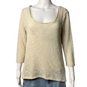 ARDENE High Low Long Sleeve Shirt Cream Oatmeal Size XL